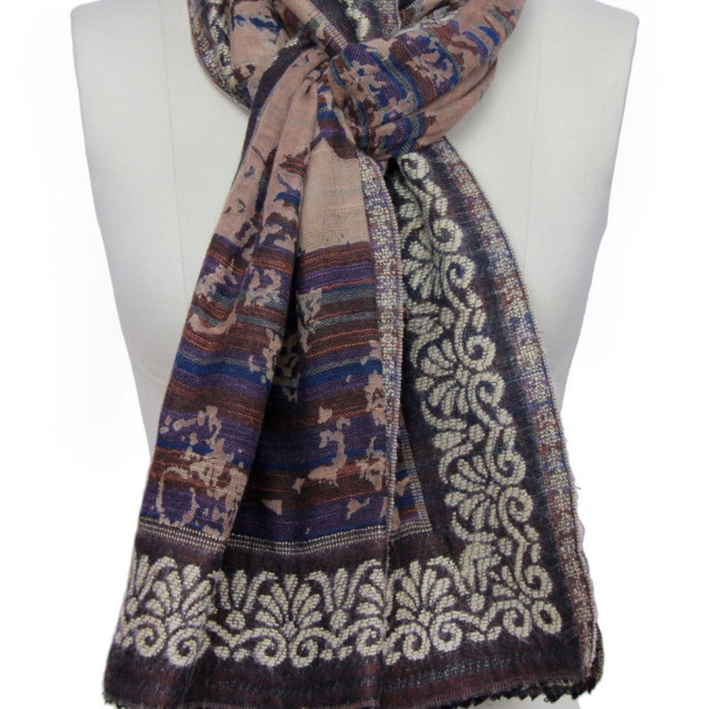 SAACHI Handwoven Reversible SCARF Fringe Brown